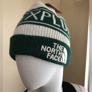 The North Face Green Beanie With Pom Pom Explore One Size